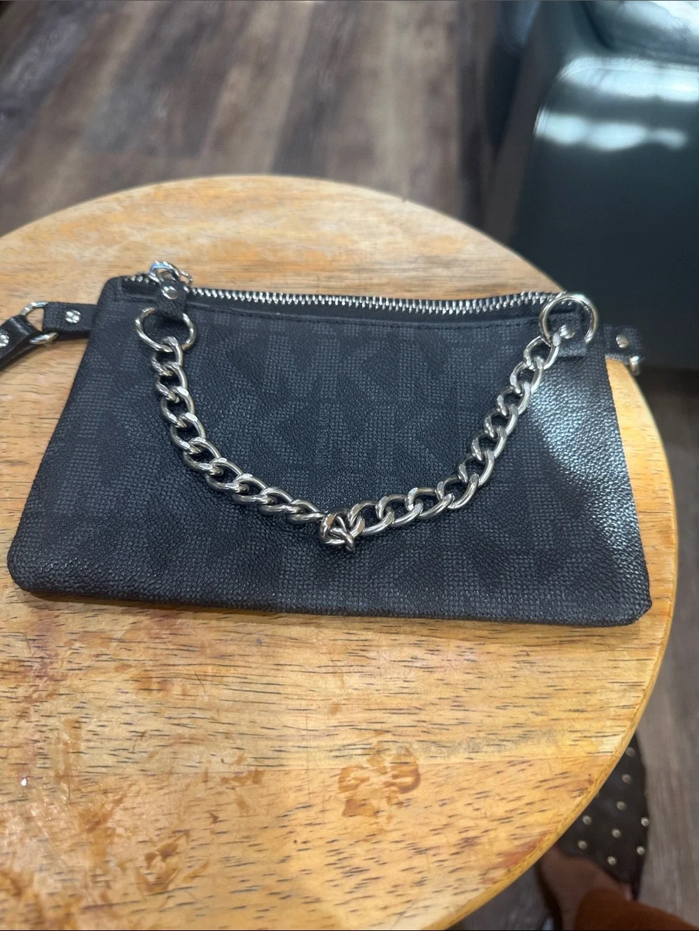 Michael Kors Black Chain-Accent Wristlet